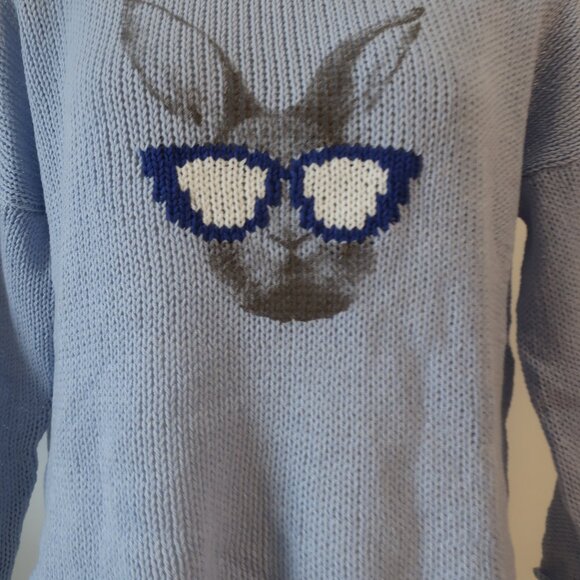 NWT Womens Wooden Ships Blue Wisp Gray Hip Hare Slouchy Crew Neck Sweater S/M - Picture 6 of 8